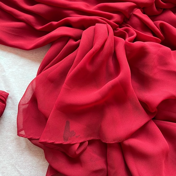 VTG 80s SILK CHIFFON red dress Toronto boutique Wayne Clark - Picture 3 of 11